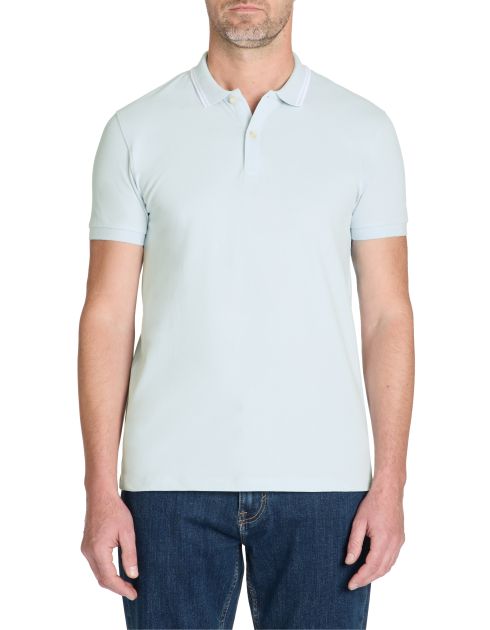 Polo slim coton stretch - bleu