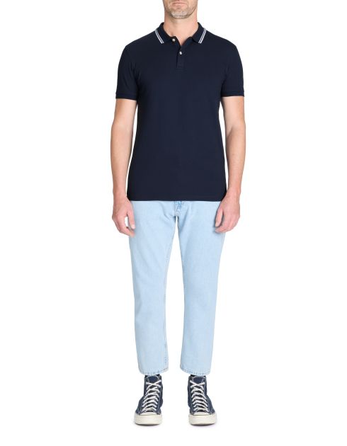 Polo slim coton stretch - marine