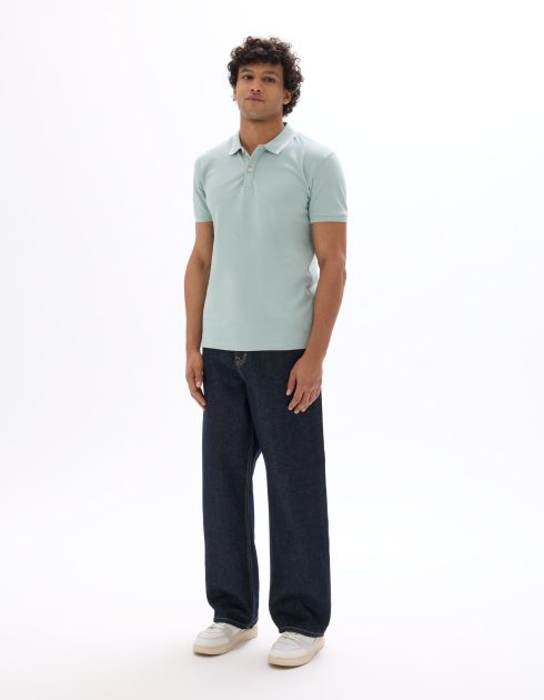 Polo slim coton stretch - turquoise