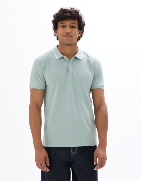 Polo slim coton stretch - turquoise