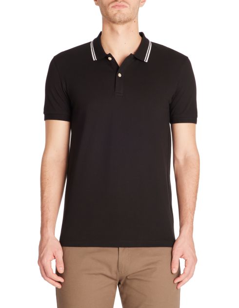 Polo slim coton stretch - noir