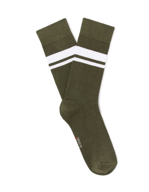 Chaussettes tige haute sport 100% coton stretch - kaki