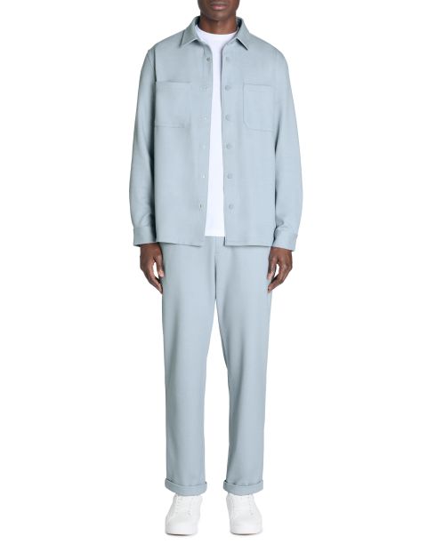 Chemise overshirt unie 100% coton stretch - bleu clair