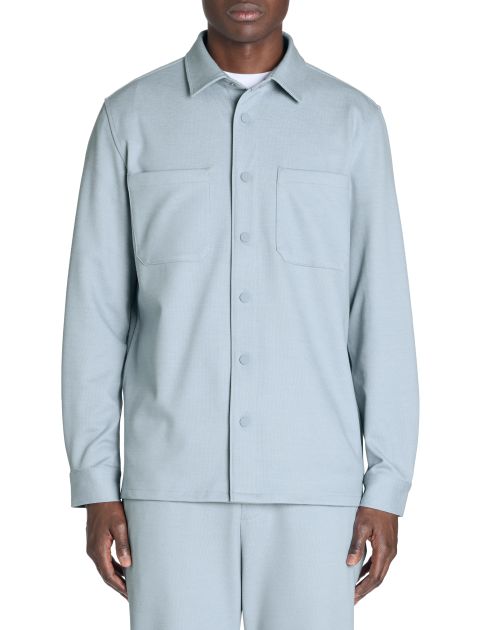 Chemise overshirt unie 100% coton stretch - bleu clair