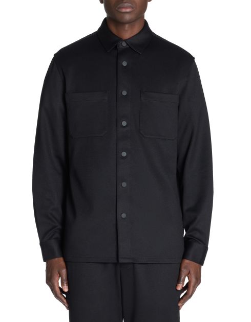 Chemise overshirt texturée 100% coton stretch - noir