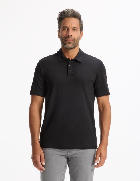 Polo boxy coton mélangé - noir