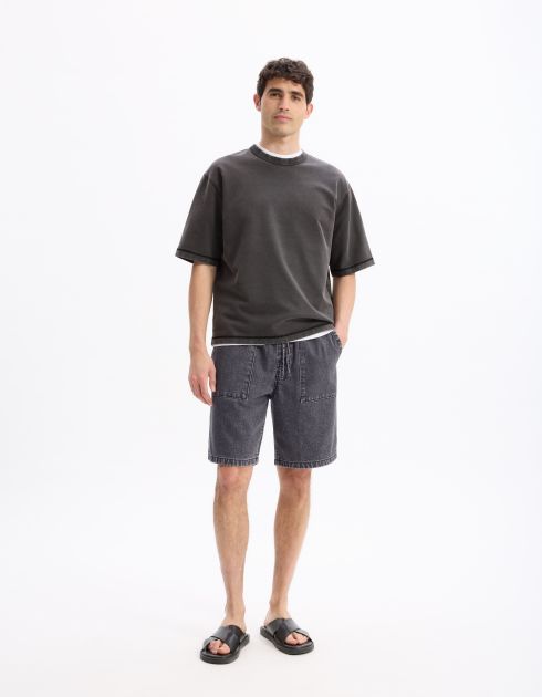 T-shirt oversize col rond 100% coton - noir