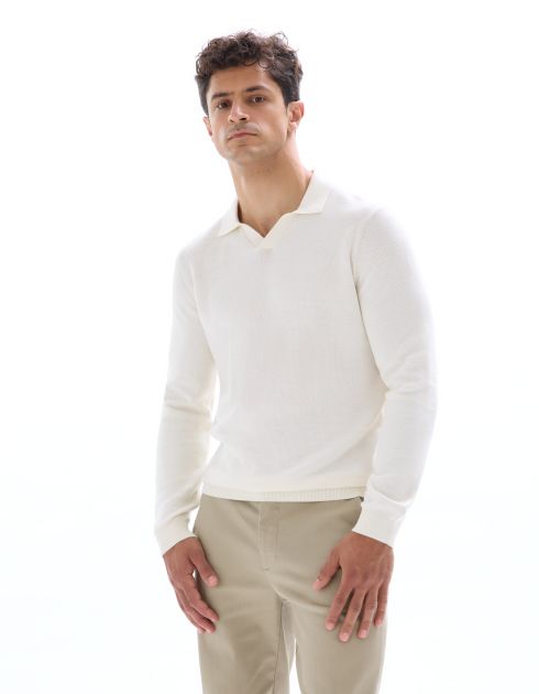 Pull col requin 100% coton - beige