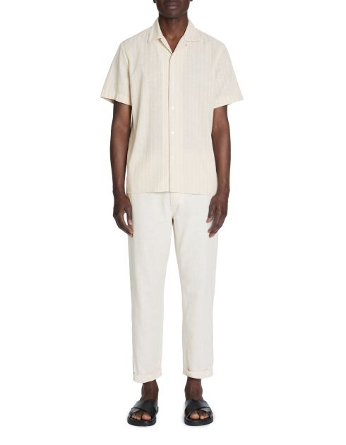 Pantalon straight coton mélangé - beige