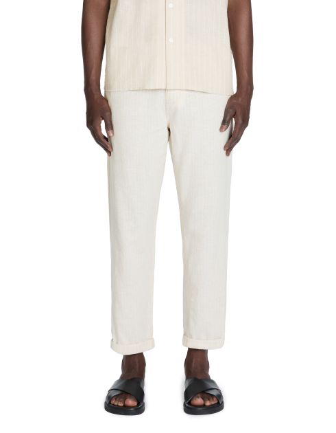 Pantalon straight coton mélangé - beige