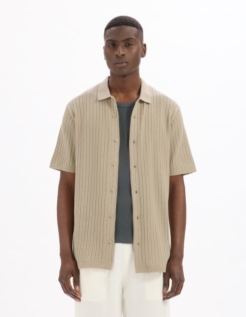 Chemisette regular en maille ajouré - beige