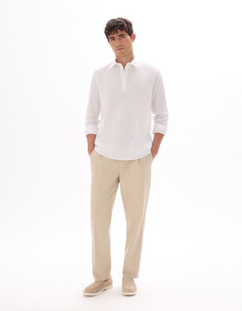 Vareuse unie en lin et coton - blanc