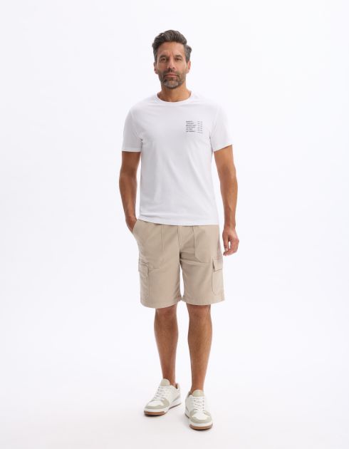 Bermuda cargo en coton stretch - beige