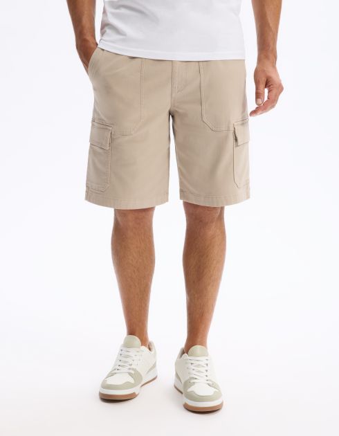 Bermuda cargo en coton stretch - beige