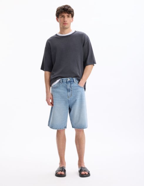 Bermuda baggy en jean - bleu clair