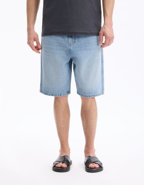 Bermuda baggy en jean - bleu clair
