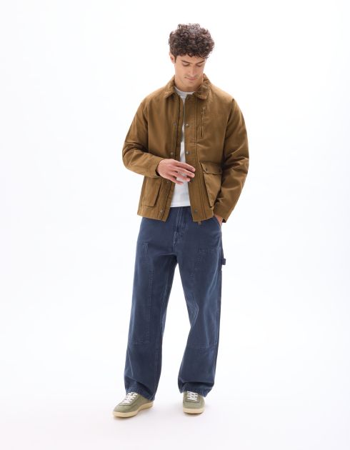 Veste multipoches et col velour - marron