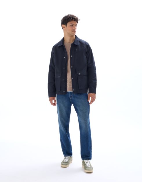 Veste multipoches et col velour - marine