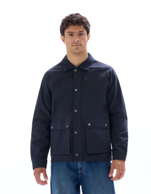 Veste multipoches et col velour - marine