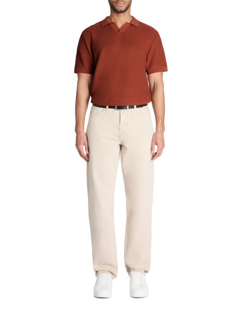 Polo boxy en maille texturée 100% coton - terra