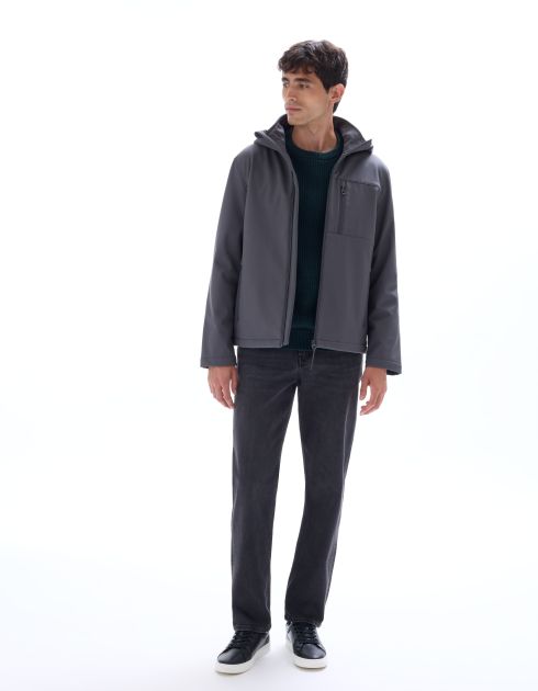 Blouson softshell à capuche - gris