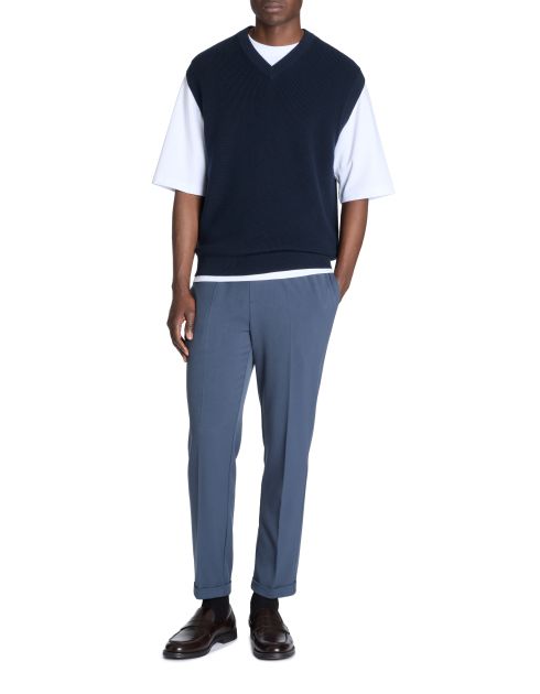 Pull col v 100% coton - marine