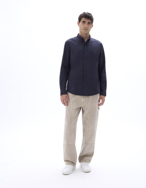 Chemise regular en seersucker - marine