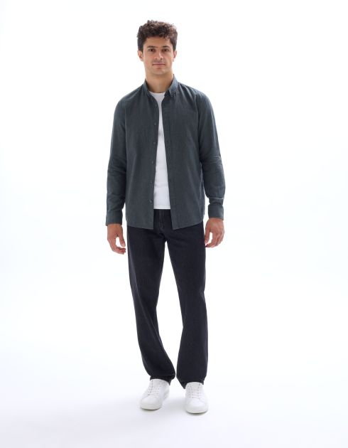 Chemise regular en flanelle  - vert foncé