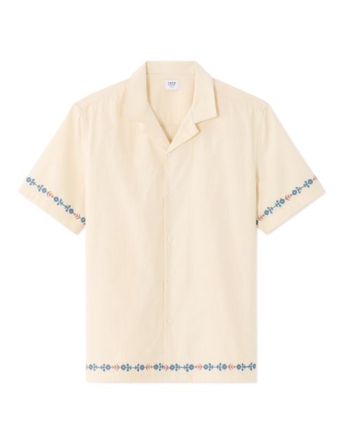 Chemisette regular brodée 100% coton - beige