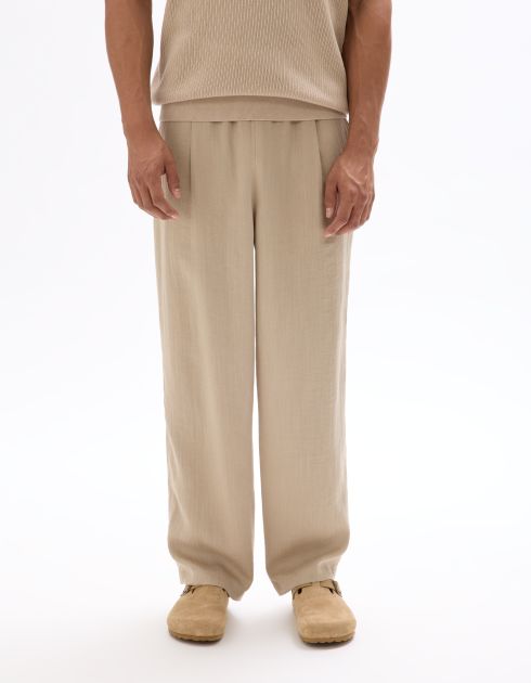 Pantalon loose texturé - beige