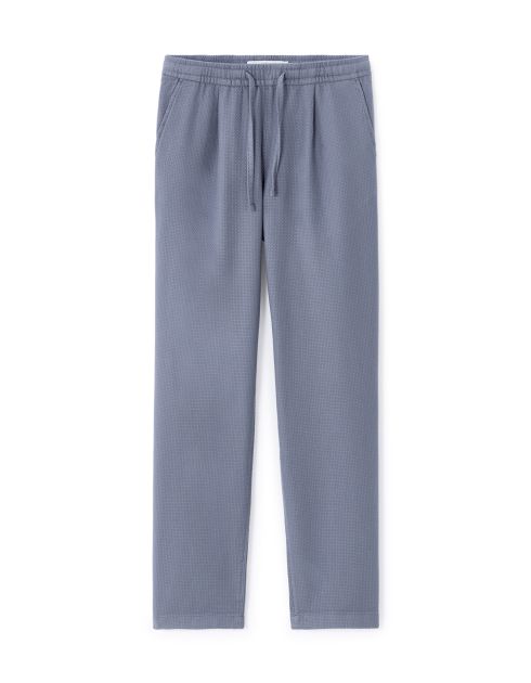 Pantalon straight texturé canvas 100% coton - bleu moyen