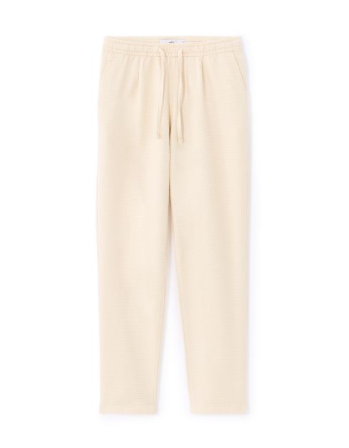 Pantalon straight texturé canvas 100% coton - écru