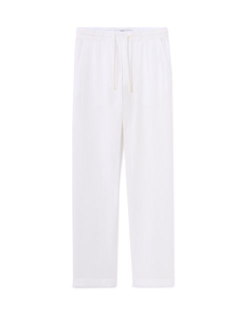 Pantalon relaxed 100% gaze de coton - blanc