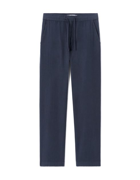 Pantalon relaxed 100% gaze de coton - marine