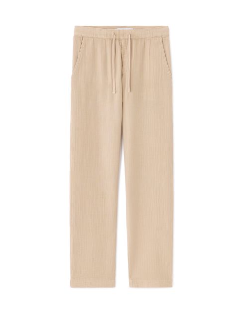 Pantalon relaxed 100% gaze de coton - beige