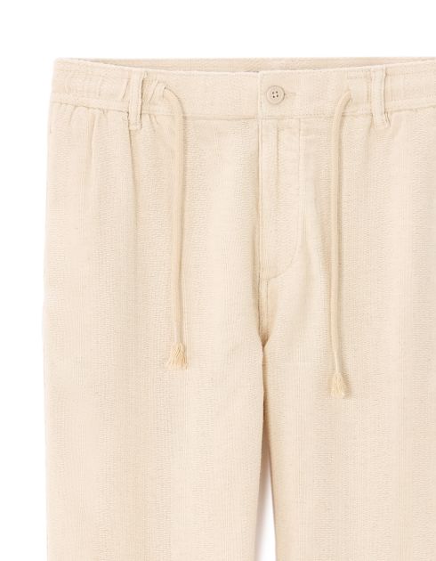 Pantalon relaxed 100% coton jacquard - écru