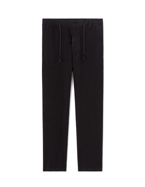 Pantalon relaxed 100% coton jacquard - noir