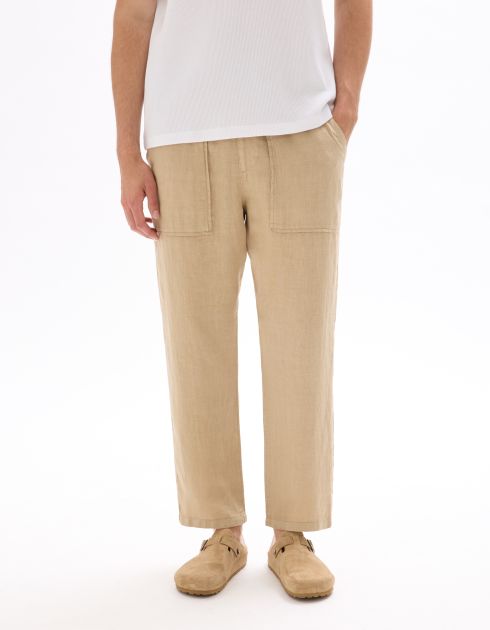 Pantalon uni 100% lin - beige