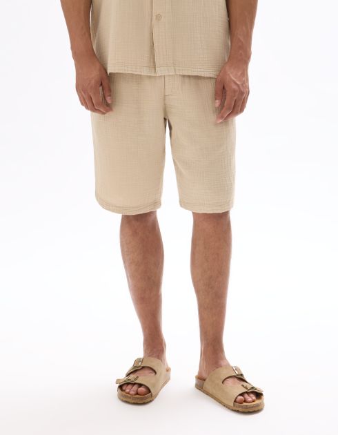 Bermuda 100% gaze de coton - Beige