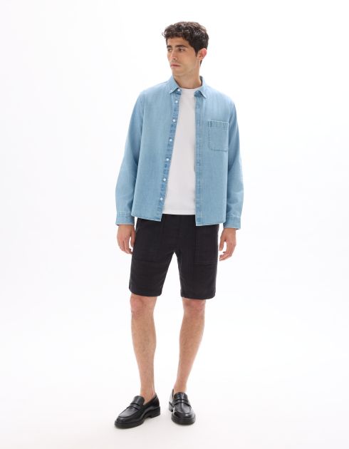 Bermuda jacquard rayé 100% coton - noir