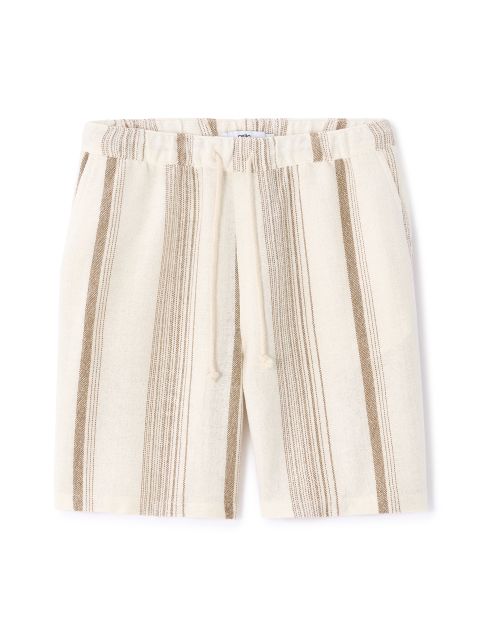 Bermuda rayé coton mélangé - écru
