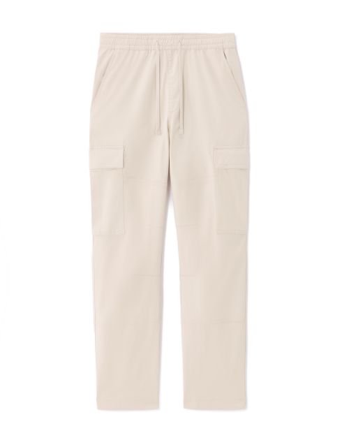 Pantalon cargo straight coton stretch - écru