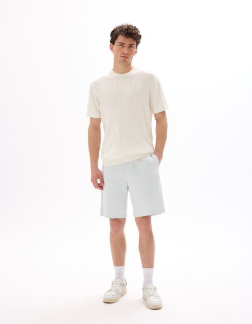 T-shirt regular col rond en maille - écru