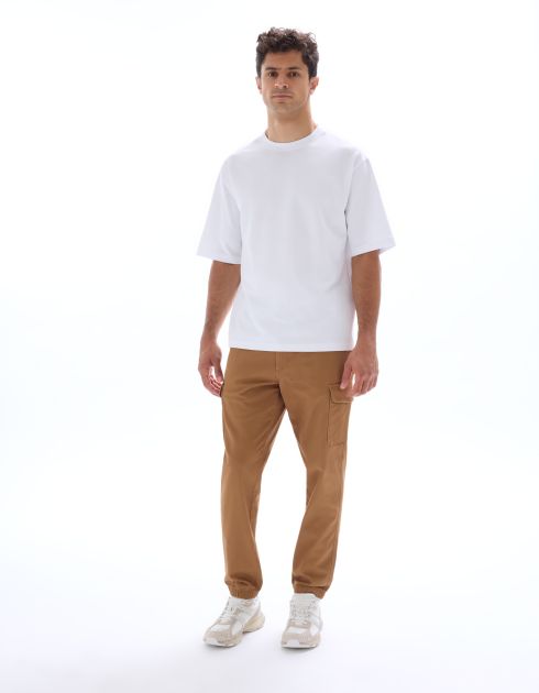 Pantalon cargo straight coton stretch - caramel