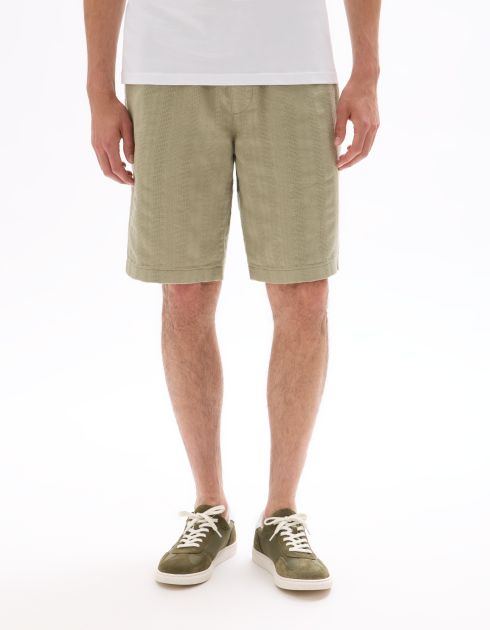 Bermuda jacquard rayé 100% coton - kaki