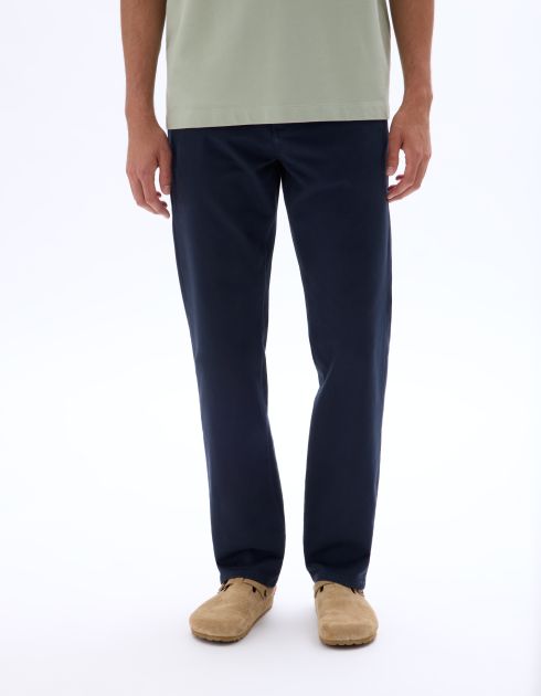 Pantalon 5 poches straight coton stretch - marine
