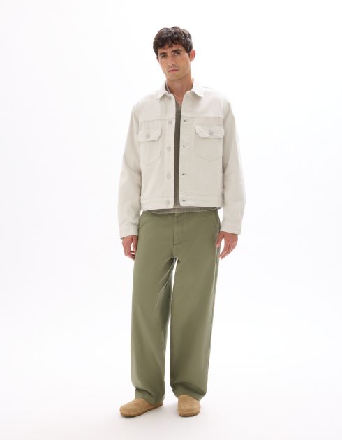 Pantalon chino baggy 100% coton - kaki clair