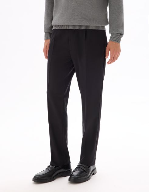 Pantalon chino straight stretch sergé - noir