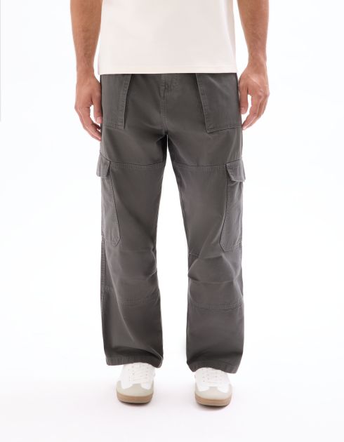Pantalon cargo baggy 100% coton - gris