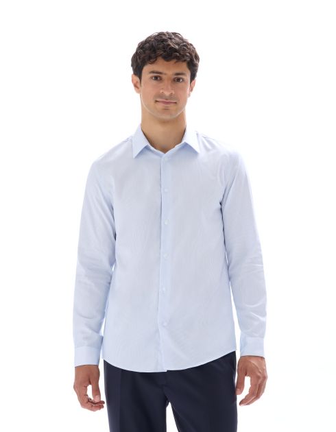 Chemise regular à fines rayures - bleu clair